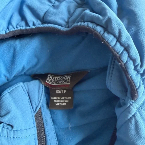 Outdoor Research Women's Bright Blue Hooded Puffer Jacket xs - Picture 6 of 11